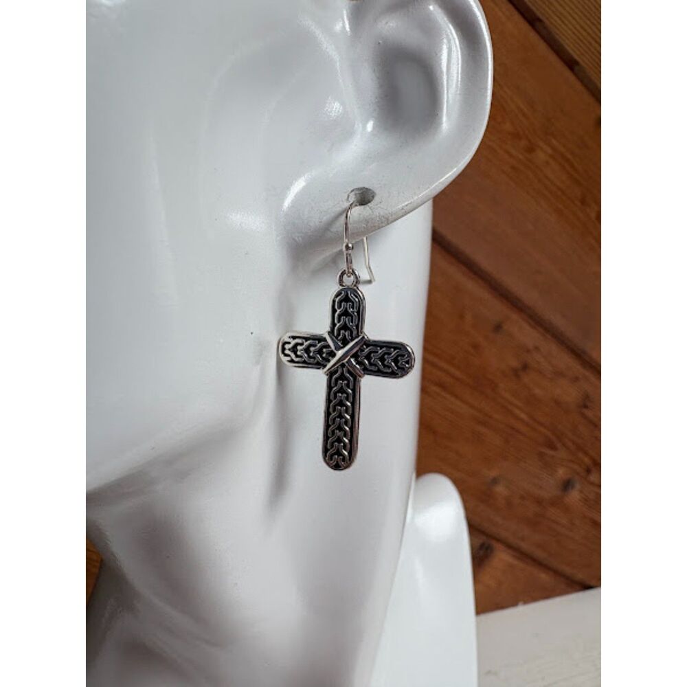 Belk Silver Cross Earrings 1.5"